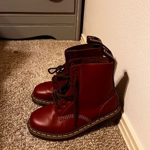 Red Doc Martens. Size 8. Air Cushion Sole.